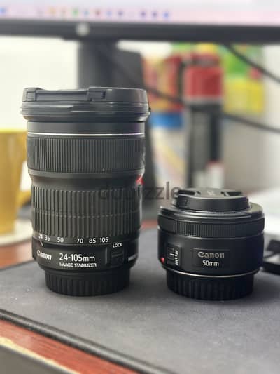 Canon 24-105 + 50mm 1.8 ( حالات ممتازة )