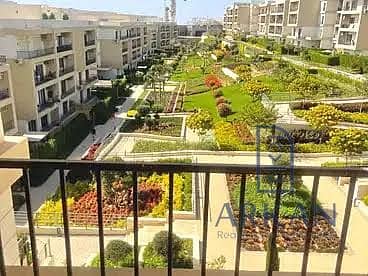 Own a 120m² + 80m² garden apartment in Al Nawadi Street, Hadayek October, with only a 35% down payment and no interest.