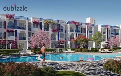 Latest two-bedroom chalet for sale with a direct view of the lagoon in Sokhna, fully finished with air conditioning and gas.