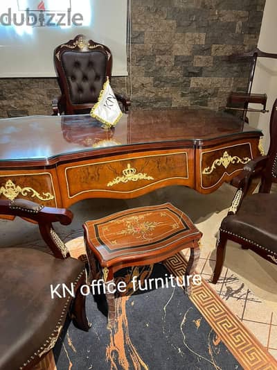 مكتب خشب كلاسيك خشب زان احمر مطعم بالنحاس من شركة KN office furniture