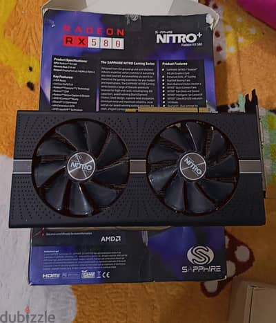 كارت Rx 580 nitro plus 8gb بحالة جيدة