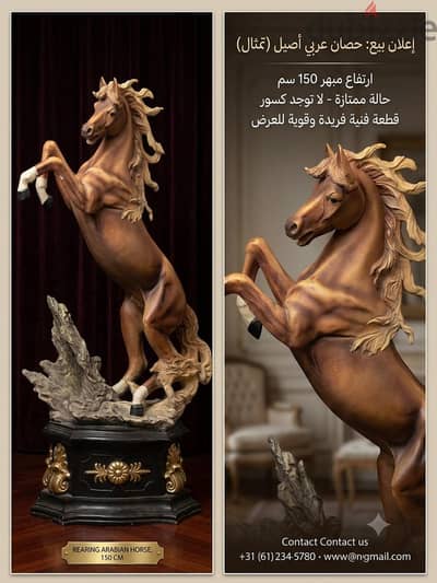 تمثال حصان عربي جامح – قطعة فنية فاخرة للديكور الراقى