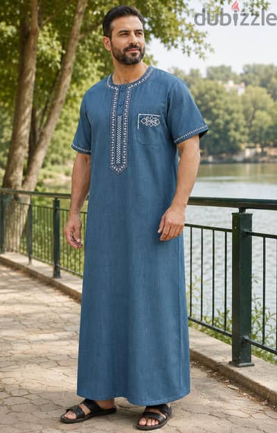 عبايه كتان رجالي نص كم
