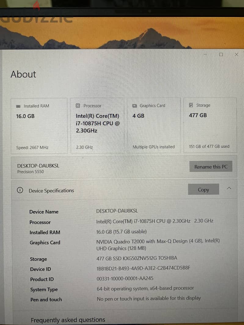 Dell prescision 5550 1