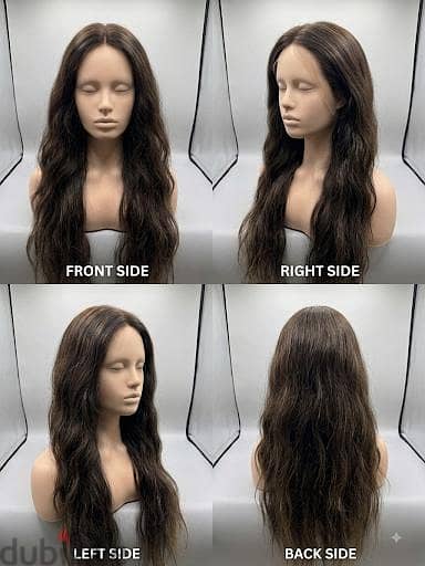 Natural Human Hair Wig Soft Dark Brown Waves