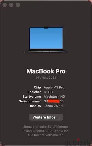 MacBook Pro' M3 pro 14 18gb with box 100% 3
