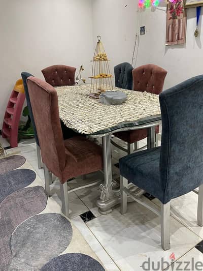 سفره 6 كراسي وزجاج سمك 3 سنتي