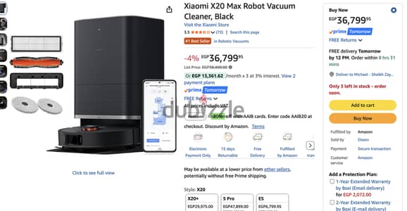 Xiaomi X20 Max Robot Vacuum Cleaner, Black