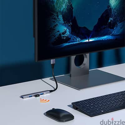 موزع USB C بـ4 منافذ 3.0/2.0، موزع USB من خليط معدني من الالومنيوم خفي