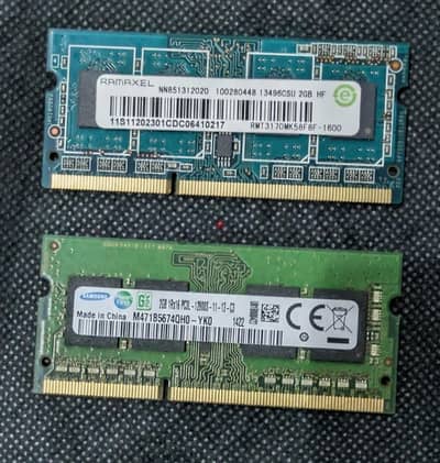 رامات لابتوب مستعملة بحالة ممتازة 2GB DDR3 & DDR3L (Samsung / Ramaxel)