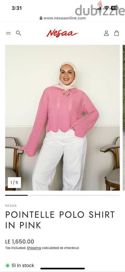 pointelle polo shirt in pink