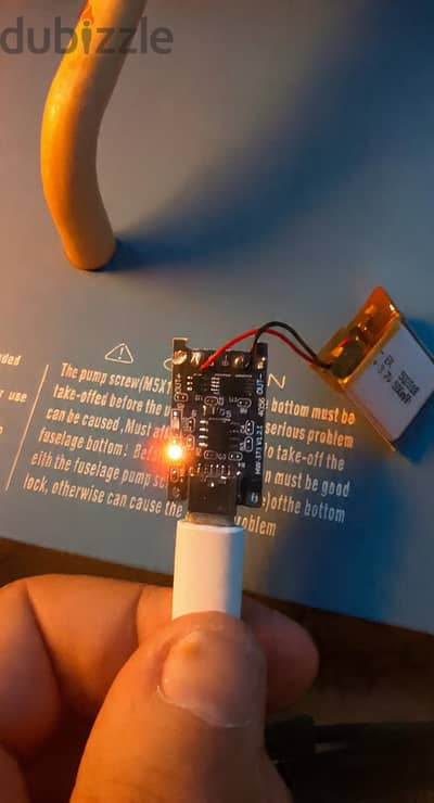 بطاريه ليثيوم 3.7V 500MAH  ببورده حمايه + بورده شحن Type C