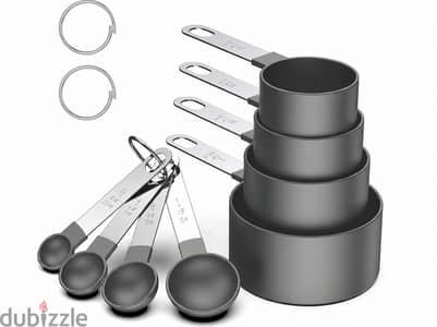 RUNZI 8 Pcs Measuring Cups and Spoons Set, Stackable Stainless Steel