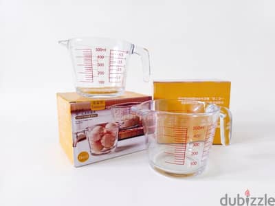 2 Glass Measuring Cups, Measuring Cups, Transparent Jug (500 ml)