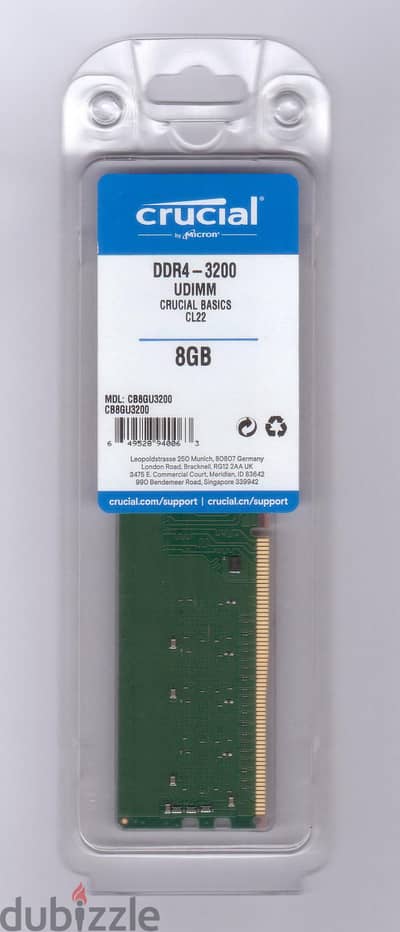 Ram Crucial 8GB DDR4 - 3200 CL22
