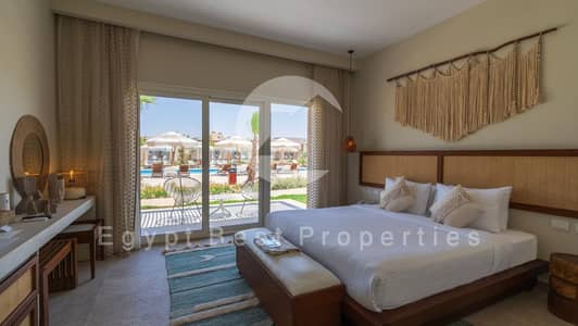 Fully Furnished cabin 1 bed for sale sea & lagoon view serviced by kynd hotel instalment up to 10 years and down payment 3% at north coast ras elhekma