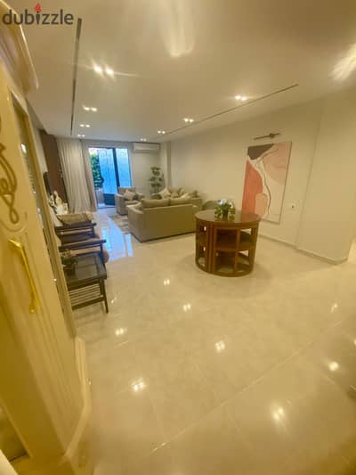 Furnished apartment for rent on the ground floor in Garden, first residence in Rehab City, phase four
