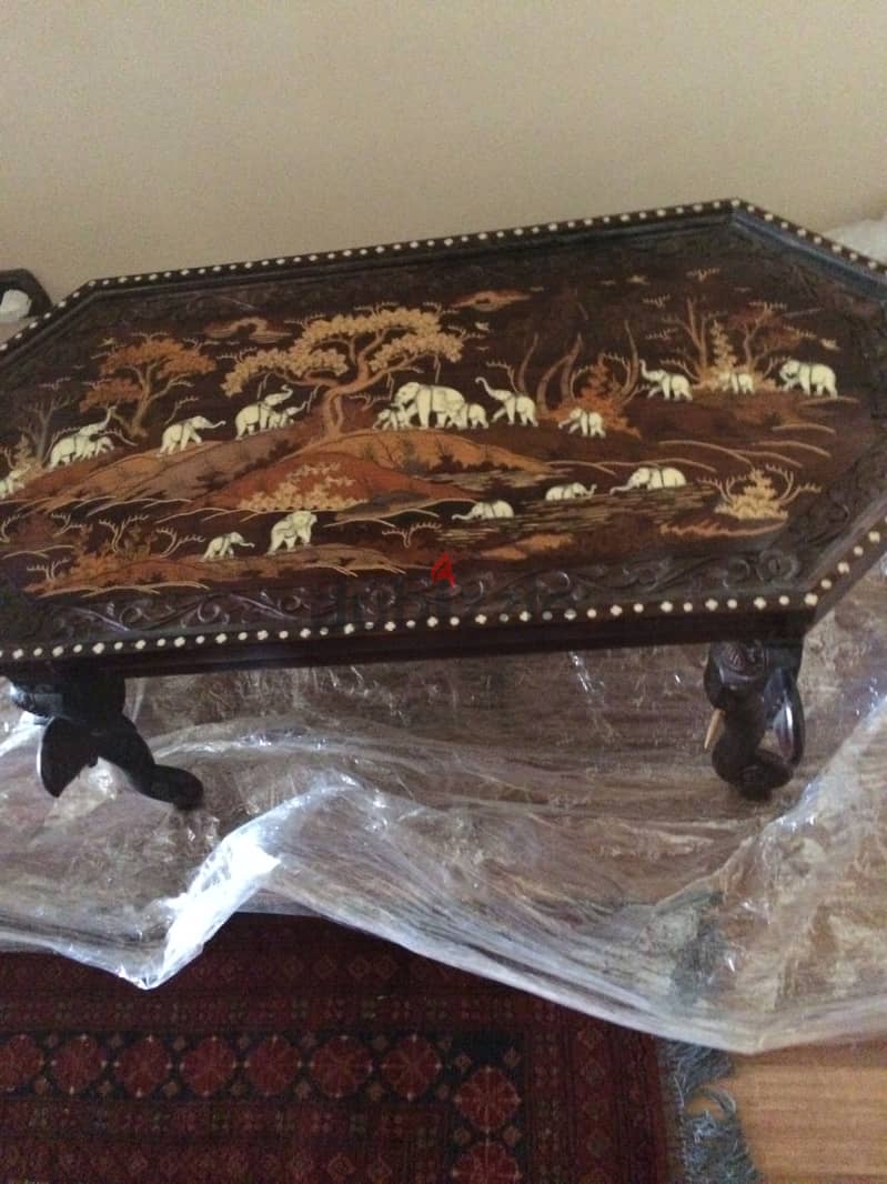 Antique carved rosewood table 4