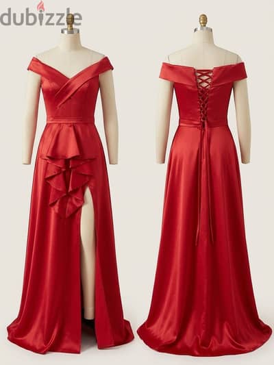 Red satin dress