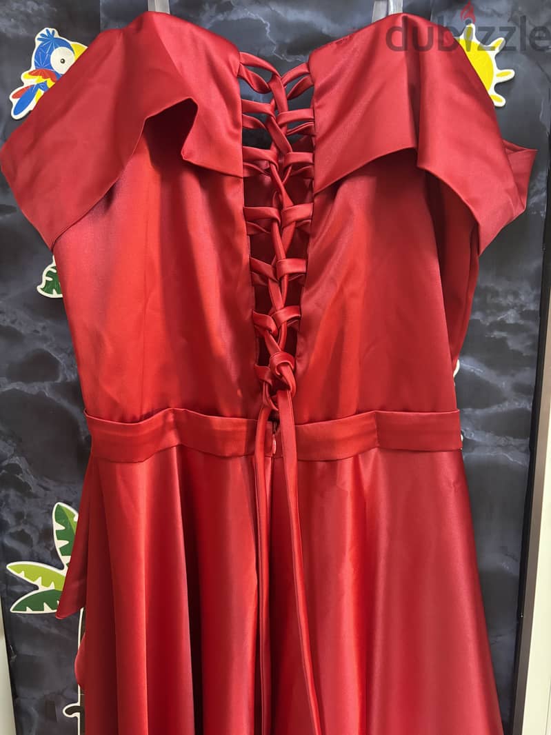 Red satin dress 2