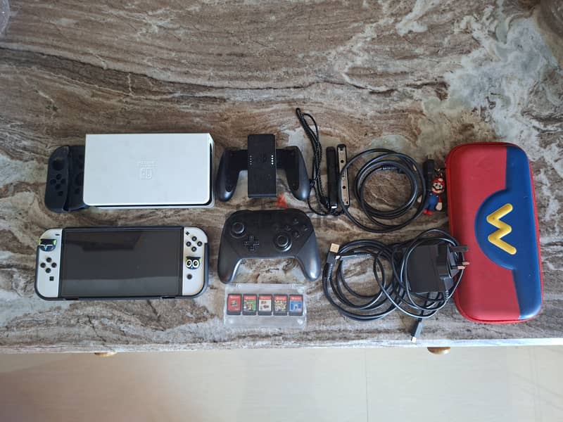 Nintendo Switch OLED + Extra Pro controller + 5 Games + AllAccessories 1