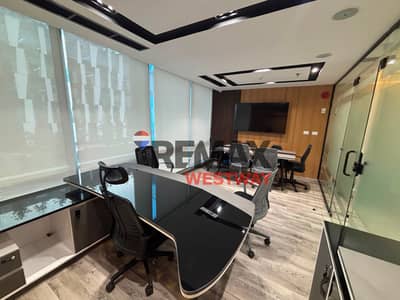 Office for rent, fully finished with air conditioning and furnishings, 4 rooms on the main axis directly at a bargain price Park street Sheikh Zayed