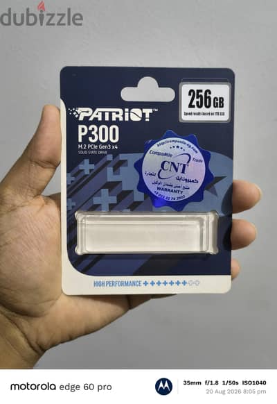 Patriot P300 NVME 256GB Gen3 + ب العلبة و الفاتورة