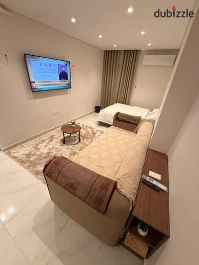 Furnished hotel studio for rent, top-of-the-line luxury, fully air-conditioned, near Abbas El Akkad and Makram Ebeid streets, close to all services. Furnished hotel studio for rent, top-of-the-line luxury, fully air-conditioned, near Abbas El Akkad and Makram Ebeid streets, close to all services.