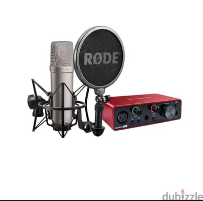 MIC RODE NT1-A + focisrite + isolation shield and microphone stand