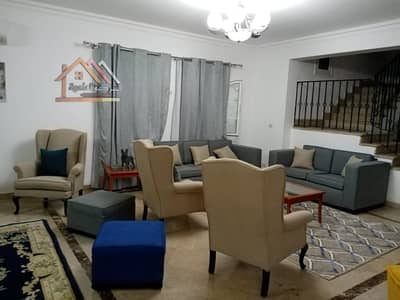 Villa for rent furnished in Madinaty, detached, model U at a very attractive price, wide garden view