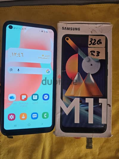 سامسونج M11 جيجا32رما 3 خط٢خط مع شاحن وعلبة بدون عيوب نهائي