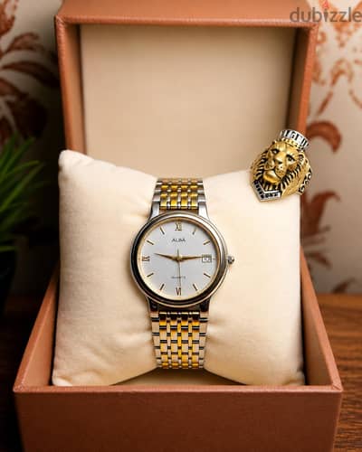 ALBA V722-X46 Original Vintage Quartz ⌚| Classic Two-Tone Two-Tone