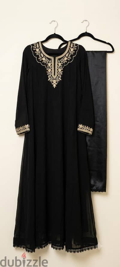 Indian hand made black chiffon dress