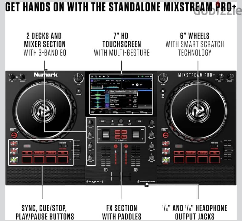 Numark Mixstream Pro+ Standalone DJ Controller, Amazon Music Unlimited 5