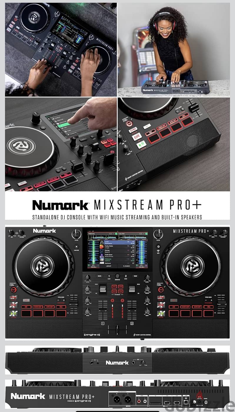 Numark Mixstream Pro+ Standalone DJ Controller, Amazon Music Unlimited 10