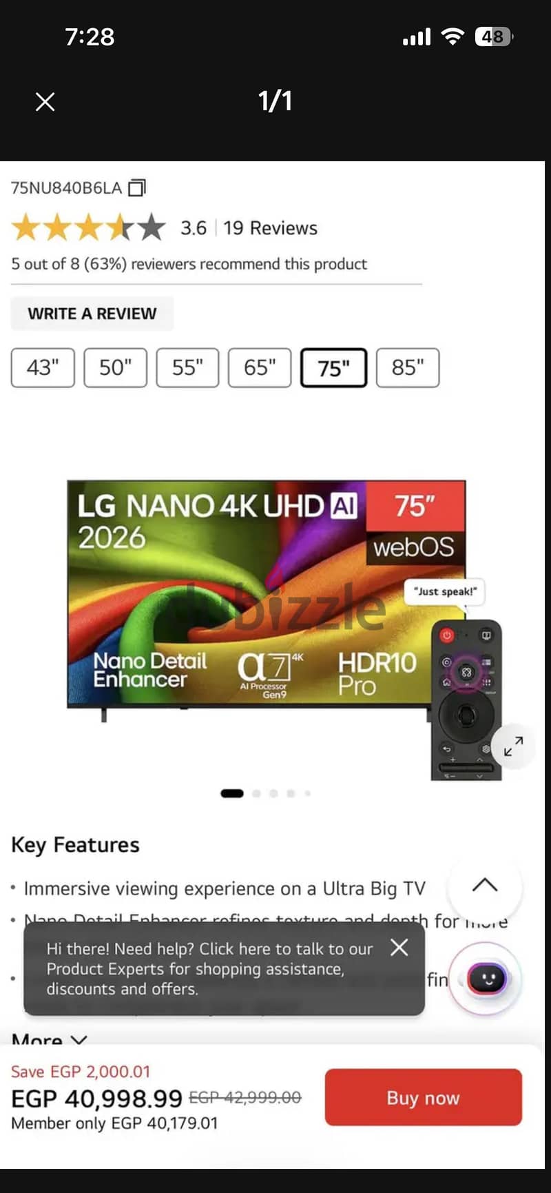 LG UHD AI 75 inch 2