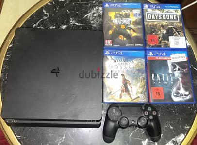 PS4 slim 500GB with console and 4 games