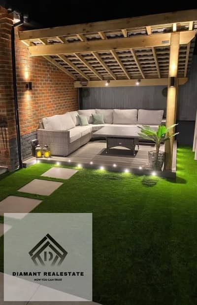 Lowest price for Apartment 2Bed with garden first row on lagoon next to largest service area in R8 Panoramic view of all world's embassies Over 12Year