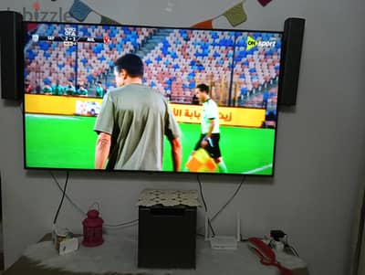 شاشة LG 65 بوصة 4k بالكرتونة و home theater system mediatech