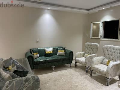 Luxury and comfy 2 dark green sofas with 2 white chairs set