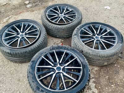 طقم 4 جنوط سبور 17 استيراد بحالة الزيرو مع كوتشات هانكوك Hankook