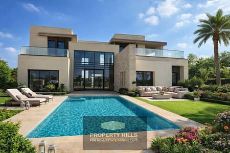 Villa for immediate occupancy, 704 meters, 3 floors, panoramic view overlooking the central park, with a private swimming pool.