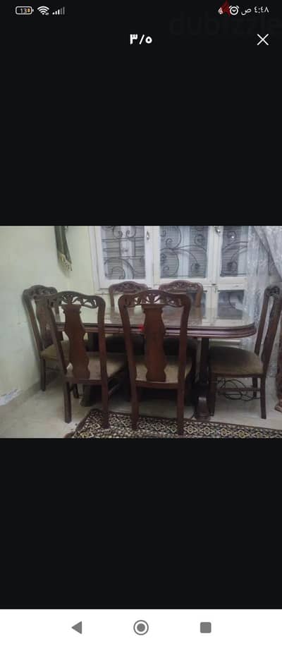 سفرة خشب زان 6 كراسي + نيش سفرة خشب زان 6 كراسي + نيش