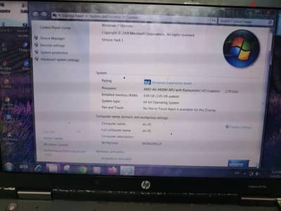 لاب hp مستعمل رام 4 جيجا