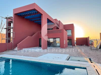 Ready to Move First Row Open Lagoon 4BR Twin House Villa, Panoramic Sea View, Fully Finished with Private Swimming Pool, Instalments, Ready to Deliver