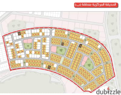 A prime plot of land for sale in the "Beit Al-Watan" Central Park area; it is a corner lot located directly on the main road, next to the parking area
