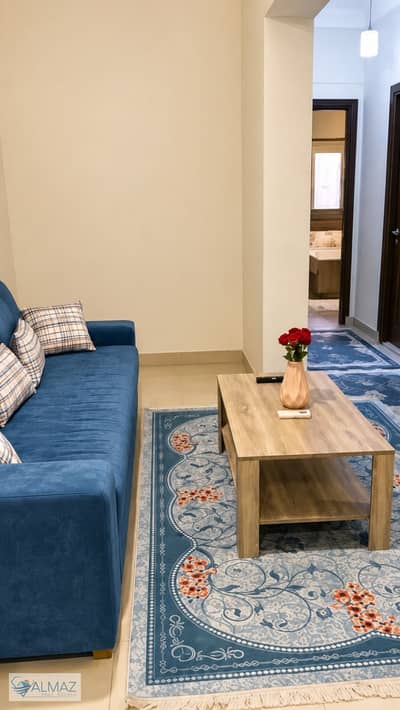 Fully furnished, air-conditioned studio apartment for rent in the First District Villas, Fifth Settlement, directly adjacent to South 90th Street.