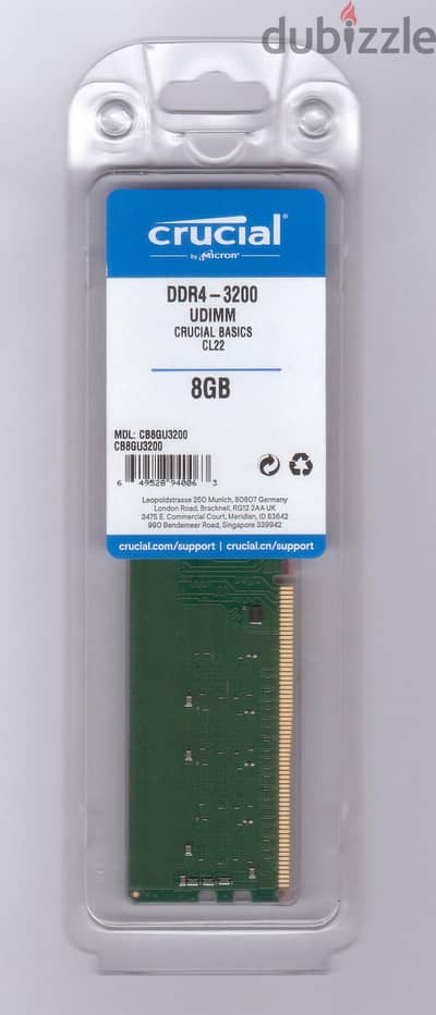 Ram Crucial 8GB DDR4 - 3200 CL22