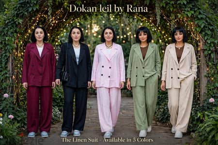سوت كتان فرنساوي مستورد  – L & XL – 5 ألوان
