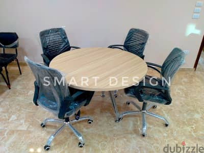 ترابيزه اجتماعات  دائريه خشب mdfاسبانى شاسيه معدن قطر 120سم